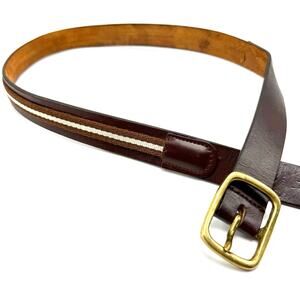 Vintage 90s Dooney and Bourke Belt 34 Brown Leather Woven Overlay Brass Buckle